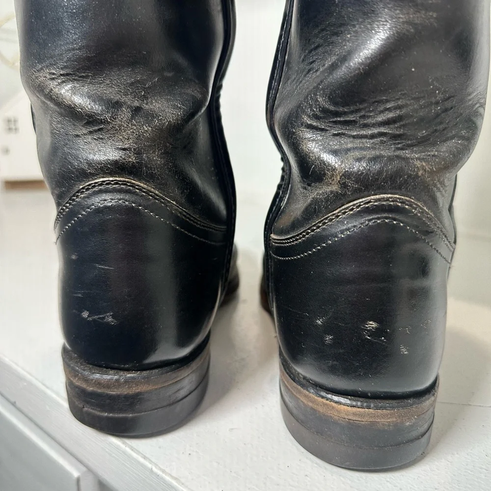 Justin Western Boots Womens 7.5B Black Leather Cowboy Boots USA Made Classic - Picture 7 of 10